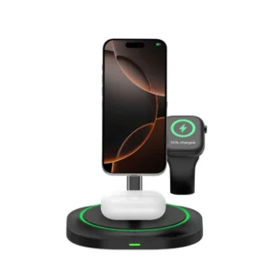 Tech-Protect QI15W-A46 3in1 Magnetic MagSafe belaidis įkroviklis - juodos spalvos - Image 3