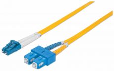 INTELLINET 1.0 m LC to SC UPC Fiber Optic Patch Cable, 3.0 mm, Duplex, LSZH, OS2 Singlemode, Yellow 9/125 µm, 3 ft., 473965