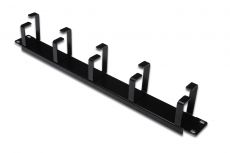 DIGITUS 19" 1U cable management panel, 5x rings, Color black RAL 9005, DN-97602