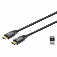 MANHATTAH HDMI M/M, 2.0 m, Supports 8K@60Hz, 4K@120Hz, 48G, Dynamic HDR, HEC, eARC, Gold-plated Contacts, Braided Design, Black, 355940 