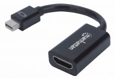 MANHATTAN Passive Mini DisplayPort to HDMI Adapter, Mini DisplayPort Male to HDMI Female, 1080p@60Hz, Black, 151528