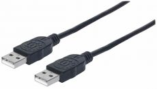 Manhattan Hi-Speed USB A Cable, USB 2.0, Type-A Male to Type-A Male, 480 Mbps, 1 m (3 ft.), Black, 353892