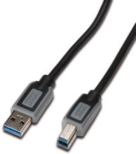 DIGITUS USB 3.0 connection cable, USB A - USB B, 1.0m, CU, AWG 28, 2x shielded, M/M, UL, black/gray, DK-112300