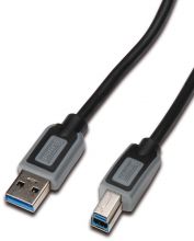DIGITUS USB 3.0 connection cable, USB A - USB B, 2.0m, CU, AWG 28, 2x shielded, M/M, UL, black/gray, DB-272380 
