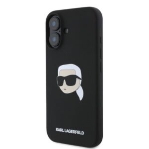 KARL LAGERFELD dėklas skirtas Apple iPhone 16 compatible with MagSafe KLHMP16SSKHPPLK (Sil KL Head Print) juodos spalvos - Image 3