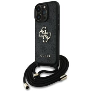 GUESS dėklas skirtas Apple iPhone 16 Pro GUHCP16LP4GMGCRK (CBDY PU 4G Big Logo W/Cord Strap) juodos spalvos - Image 2