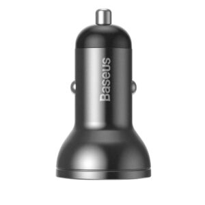 BASEUS automobilnis įkroviklis 2 x USB A su skaitmeninių ekranu 4,8A 24W CCBX-0G pilkos spalvos - Image 4