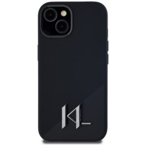 KARL LAGERFELD dėklas skirtas Apple iPhone 15 compatible with MagSafe KLHMP15SSCMKMPCK (Silicone Initial Metal Logo) juodos spalvos - Image 3
