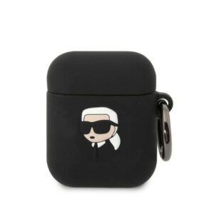 KARL LAGERFELD dėklas skirtas APPLE Airpods 1 / 2 KLA2RUNIKK (3D Sil NFT Karl) juodos spalvos - Image 1