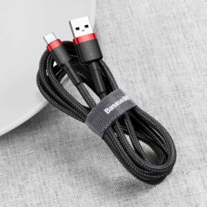 BASEUS kabelis USB Cafule į Type C 3A CATKLF-B91 1m 1 metr Red-Black - Image 4