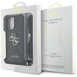 GUESS dėklas skirtas Apple iPhone 16 Plus GUHCP16MP4GMGCRK (CBDY PU 4G Big Logo W/Cord Strap) juodos spalvos - Image 2
