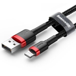 BASEUS kabelis USB į Apple Lightning 8-pin 2,4A Cafule CALKLF-A19 0,5m red-juodos spalvos - Image 5
