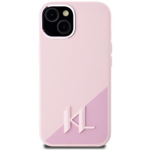 KARL LAGERFELD dėklas skirtas Apple iPhone 15 compatible with MagSafe KLHMP15SSCMKMPCP (Silicone Initial Metal Logo) rožinės spalvos - Image 3