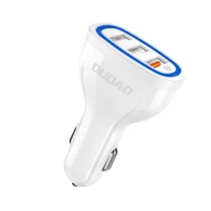 Dudao automobilinis įkroviklis quick charge Quick Charge 3.0 QC3.0 2.4A 18W 3x USB baltos spalvos (R7S baltos spalvos)