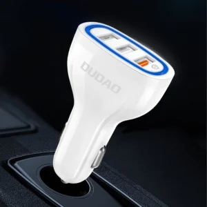 Dudao automobilinis įkroviklis quick charge Quick Charge 3.0 QC3.0 2.4A 18W 3x USB baltos spalvos (R7S baltos spalvos) - Image 5
