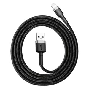 BASEUS kabelis USB A į Lightning 2.4A Cafule CALKLF-BG1 1 m juodos spalvos pilkos spalvos