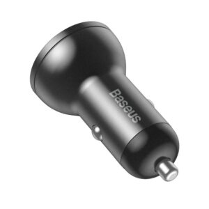 BASEUS automobilnis įkroviklis 2 x USB A su skaitmeninių ekranu 4,8A 24W CCBX-0G pilkos spalvos - Image 3