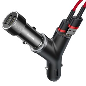 BASEUS automobilnis įkroviklis 2 x USB A + cigarette lighter 5A 40W CCALL-YX01/BSC-C16N juodos spalvos - Image 3