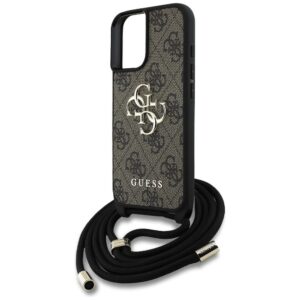 GUESS dėklas skirtas Apple iPhone 16 Plus GUHCP16MP4GMGCRW (CBDY PU 4G Big Logo W/Cord Strap) rudos spalvos - Image 5