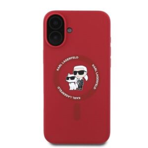 KARL LAGERFELD dėklas skirtas Apple iPhone 16 compatible with MagSafe KLHMP16SSCMKCRHR (Silicone KC Body Ring) red - Image 4