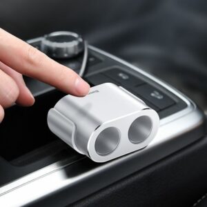 BASEUS automobilnis įkroviklis 2 x USB A + 2 x cigarette lighter x2 80W 3,1A CRDYQ-0S sidabro spalvos - Image 3