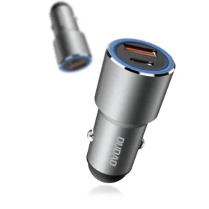 Dudao USB / USB automobilinis įkroviklis Type C Power Delivery Quick Charge 22.5 W pilkos spalvos (R4PQ)