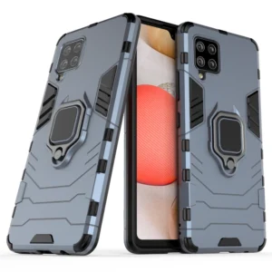 Ring Armor dėklas Kickstand Tough Rugged Cover Samsung Galaxy A42 5G mėlynos spalvos