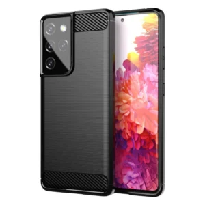 Carbon dėklas Flexible Cover TPU  Samsung Galaxy S21 Ultra 5G dėklas telefonui juodos spalvos