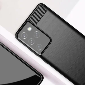 Carbon dėklas Flexible Cover TPU  Samsung Galaxy S21 Ultra 5G dėklas telefonui juodos spalvos - Image 7