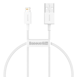 BASEUS kabelisl USB A į Apple Lightning 8-pin 2,4A Superior Series Fast Charging CALYS-02 0.25 meter baltos spalvos