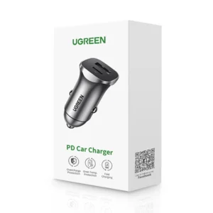 Ugreen automobilinis įkroviklis USB Type C / USB 24W Power Delivery Quick Charge pilkos spalvos (30780) - Image 5