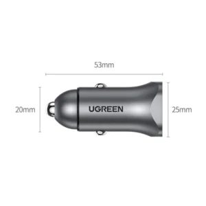 Ugreen automobilinis įkroviklis USB Type C / USB 24W Power Delivery Quick Charge pilkos spalvos (30780) - Image 7