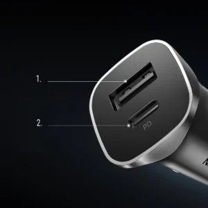 Ugreen automobilinis įkroviklis USB Type C / USB 24W Power Delivery Quick Charge pilkos spalvos (30780) - Image 9