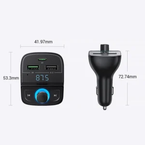 Ugreen FM Transmitter Bluetooth 5.0 MP3 automobilinis įkroviklis 3x USB TF micro SD 4.8 A juodos spalvos (CD229) - Image 9