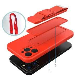Rope case gel case with a lanyard chain handbag lanyard Samsung Galaxy A72 4G navy mėlynos spalvos - Image 6