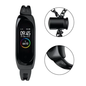 Metal bracelet for Xiaomi Mi Band 3 / 4 / 5 / 6 band strap - juodos spalvos - Image 7