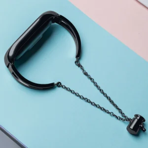 Metal bracelet for Xiaomi Mi Band 3 / 4 / 5 / 6 band strap - juodos spalvos - Image 5