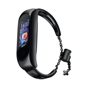 Metal bracelet for Xiaomi Mi Band 3 / 4 / 5 / 6 band strap - juodos spalvos