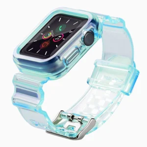 Silikoninė apyrankė Bracelet Case Strap Light Set for Apple Watch 44mm - mėlynos spalvos