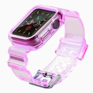 Silikoninė apyrankė Bracelet Case Strap Light Set for Apple Watch 44mm - raudonos spalvos