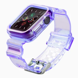Silikoninė apyrankė Bracelet Case Strap Light Set for Apple Watch 44mm - violetinės spalvos