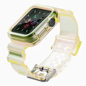 Silikoninė apyrankė Bracelet Case Strap Light Set for Apple Watch 44mm - geltonos spalvos