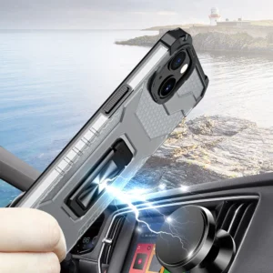 Crystal Ring dėklas Kickstand Tough Rugged Cover Apple iPhone 13 mini dėklas telefonui juodos spalvos - Image 5