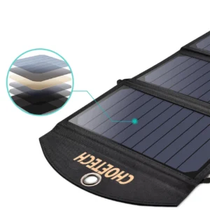 Choetech SC001 solar foldable įkroviklis 19W 2x USB-A - juodos spalvos - Image 4