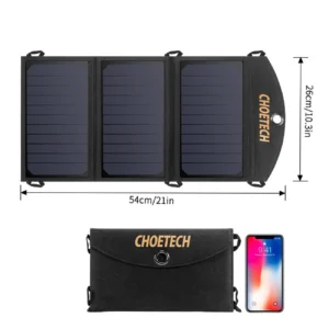 Choetech SC001 solar foldable įkroviklis 19W 2x USB-A - juodos spalvos - Image 8