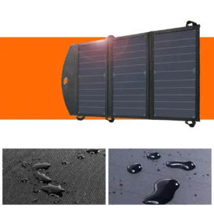 Choetech SC001 solar foldable įkroviklis 19W 2x USB-A - juodos spalvos - Image 5