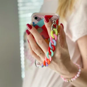 Color Chain dėklas gel flexible elastic case cover with a chain pendant Samsung Galaxy A22 4G multicolour  (4) - Image 2