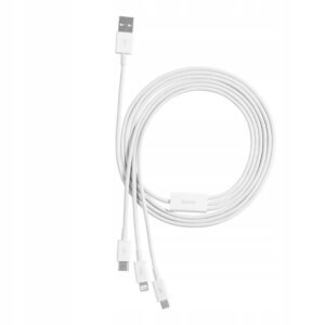 BASEUS kabelis 3in1 USB A į Micro USB / Lightning / Type C 3,5A CAMLTYS-02 1,5 m baltos spalvos - Image 5