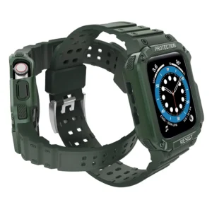 Protect apyrankė with Case for Apple Watch 9 / 8 / 7 / 6 / 5 / 4 / 3 / 2 / SE / SE2 (41 / 40 / 38mm) Case Armored Cover for Watch Green - Image 3