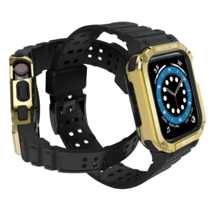 Protect apyrankė with Case for Apple Watch 7 / SE (45/44 / 42mm) Case Armored Watch Cover juodos spalvos - Image 3